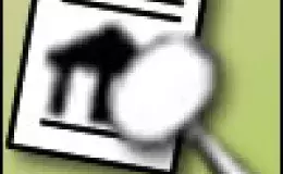 Cartoon image of a magnifying glass over a property report.