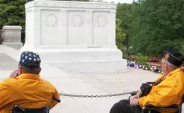 Veterans at memorial.