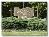 Scott County Park welcome sign.