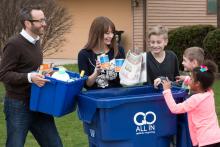 People coming together to recycle.