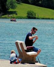 photo of dad fishing with son