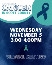 poster for learning about more about cancer in scott county