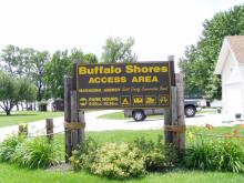Entrance sign to Buffalo Shores Access Area.