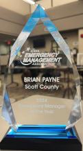 Picture of trophy for 2024 Emergency Manager of the year.