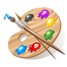 paint and brush with pallete clipart