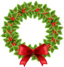 Clip art image of a christmas wreath