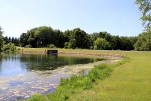 Image of the lake along the road.