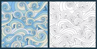 zen coloring pages, one filled and one empty