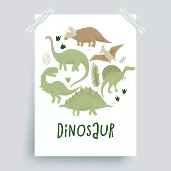 image with 6 dinosaurs