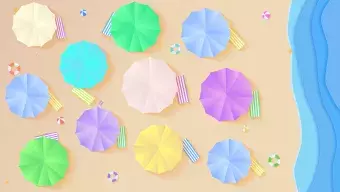 image with top of umbrellas on the beach