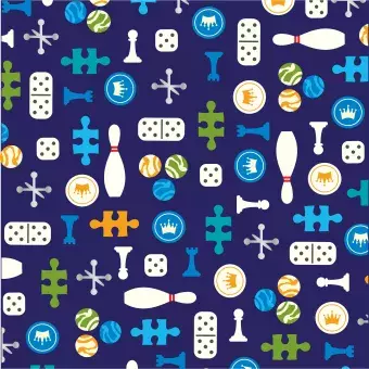 background of board game pieces like puzzle piece, bowling pin, domino