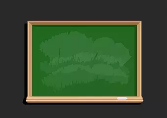 Empty education blackboard template. Green chalkboard flat design