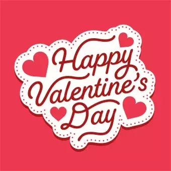 text that says happy valentine's day with hearts around it