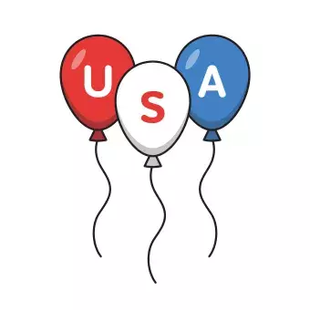 red white blue balloons with USA 