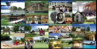 Collage of pictures from the areas within Scott County Conservation system