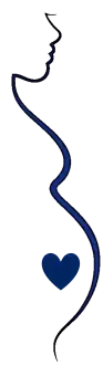Outline of a pregnant belly with a heart at the center of the belly