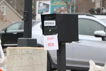 The Treasurers Office drop box in the parking lot of the Administrative Center.