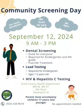 Community Screening Day to be Held September 12, 2024 | Scott County Iowa