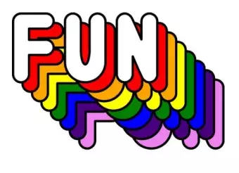 the word fun in colors white, red, orange, blue and more