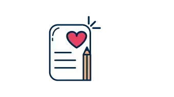 Paper with a pencil and red heart