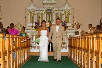 Bride and groom exiting the church.