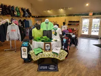 Merchandise in the proshop.