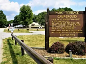 Entry signage for the campground.
