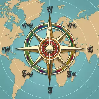 Image of map and compass