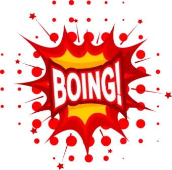 Cartoon BOING! on a white background