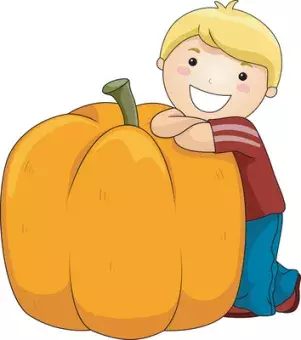 This is a picture of a boy with a pumpkin