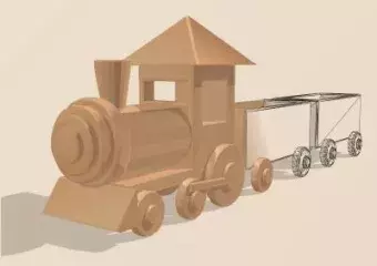toy locomotive with wagons isolated on white
