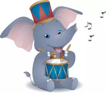 clip art image of elephant playing music 