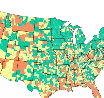 county map of COVID community levels