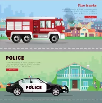 fire truck and police car