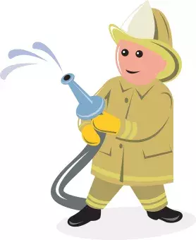 This is a picture of a fireman holding a hose