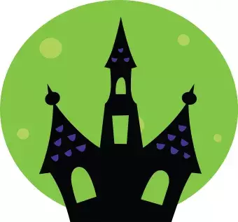 haunted house with green background