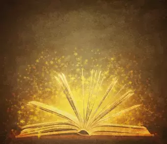 Book. Opened book with special light