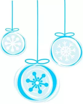 Blue ornaments with snowflakes on white background