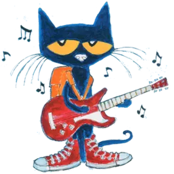 Pete the cat with guitar and music notes image