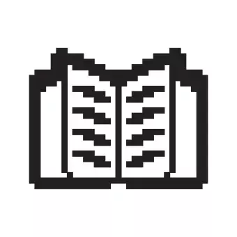 a pixelated outline of an open book