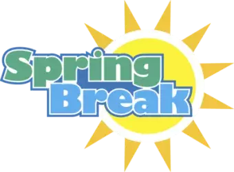 Yellow sun with the words "spring break" written on top