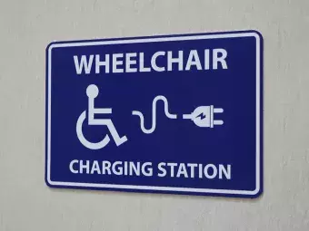 Wheelchair Charging Station location sign.