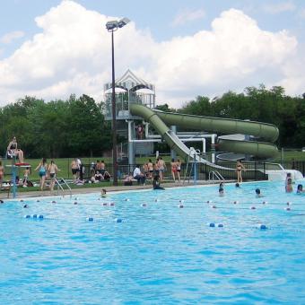 Swimmers in the pool at Scott County Park.