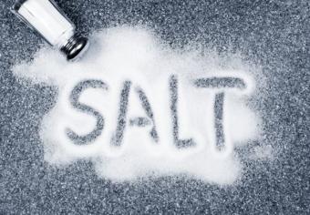The word 'Salt' written in spilled salt