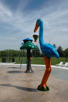 A few of the spray elements in the splash pad.