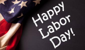 American Flag with text 'Happy Labor Day'