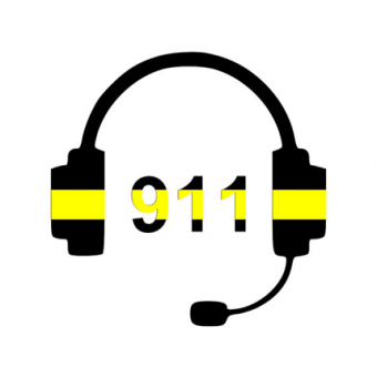 The numbers 911 surrounded by a headset.