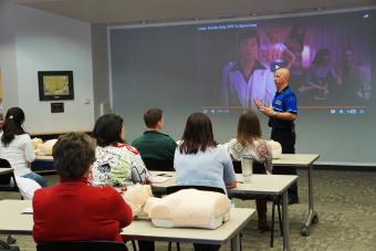 This is Chuck leading a Hands-Only CPR class.