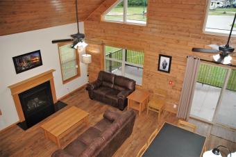 View of living area from loft.