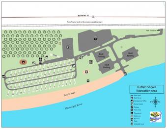 Graphical map of Buffalo Shores Campground.